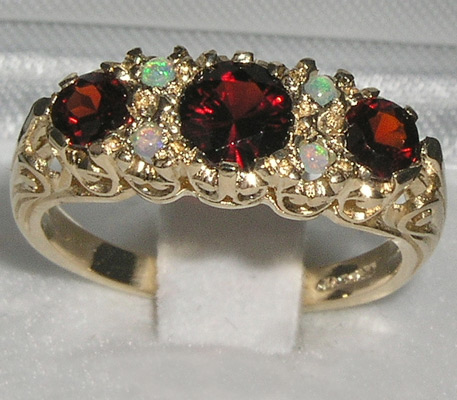 Кольцо с опалами и гранатами от D&J Magic Jewelry