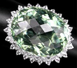 Кольцо с крупным зеленым аметистом превосходной огранки Серебро 925
