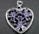 Кулон "Цветочное Сердце" с иолитами Серебро 925