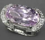 Ажурное кольцо с чудесным розовым кунцитом Серебро 925