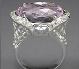 Ажурное кольцо с чудесным розовым кунцитом Серебро 925