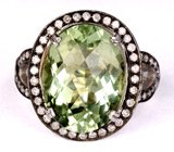 Кольцо из коллекции «Mafia» с зеленым аметистом и бриллиантами Серебро 925