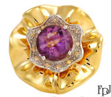 Кольцо-цветок от FPJ с аметистом и бриллиантами Золото