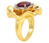 Кольцо-цветок от FPJ с аметистом и бриллиантами Золото