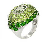 Комплект (кольцо + кулон) в зеленых тонах Серебро 925