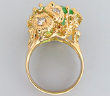 Кольцо с крупным «неоновым» параиба турмалином Золото