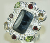Кольцо с петерситом и самоцветами Серебро 925