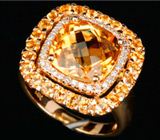 Кольцо с золотистыми цитринами и бриллиантами Золото
