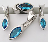 Комплект "Каприз" с голубыми топазами Серебро 925