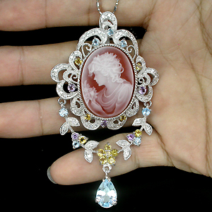 Брошь/кулон с камеей и самоцветами
