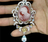 Брошь/кулон с камеей и самоцветами Серебро 925