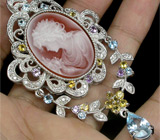 Брошь/кулон с камеей и самоцветами Серебро 925