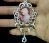 Брошь/кулон с камеей и самоцветами Серебро 925