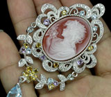 Брошь/кулон с камеей и самоцветами Серебро 925
