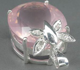 Замечательный кулон с крупным розовым кварцем Серебро 925