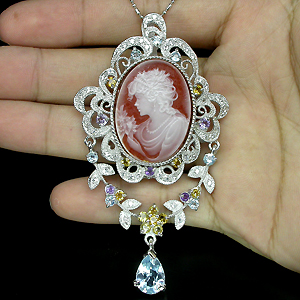 Брошь/кулон с камеей и самоцветами