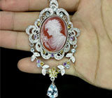 Брошь/кулон с камеей и самоцветами Серебро 925