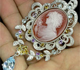 Брошь/кулон с камеей и самоцветами Серебро 925