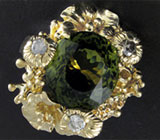 Кольцо с крупным турмалином и бриллиантами Золото