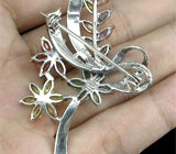 Прелестная брошь с разноцветными сапфирами Серебро 925