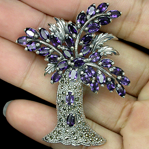 Брошь "Пальма" с иолитами и марказитами