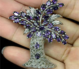 Брошь "Пальма" с иолитами и марказитами Серебро 925