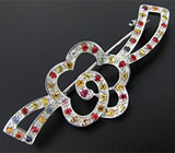 Прелестная брошь с разноцветными сапфирами Серебро 925