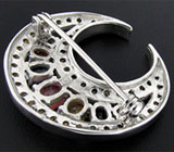 Брошь "Месяц" с разноцветными сапфирами Серебро 925