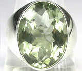 Стильное кольцо с зеленым аметистом Серебро 925
