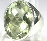 Стильное кольцо с зеленым аметистом Серебро 925