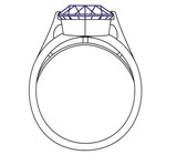 Кольцо с средним камнем в форме сердца