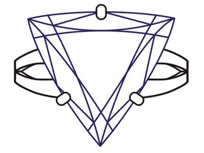 Кольцо с крупным треугольным камнем